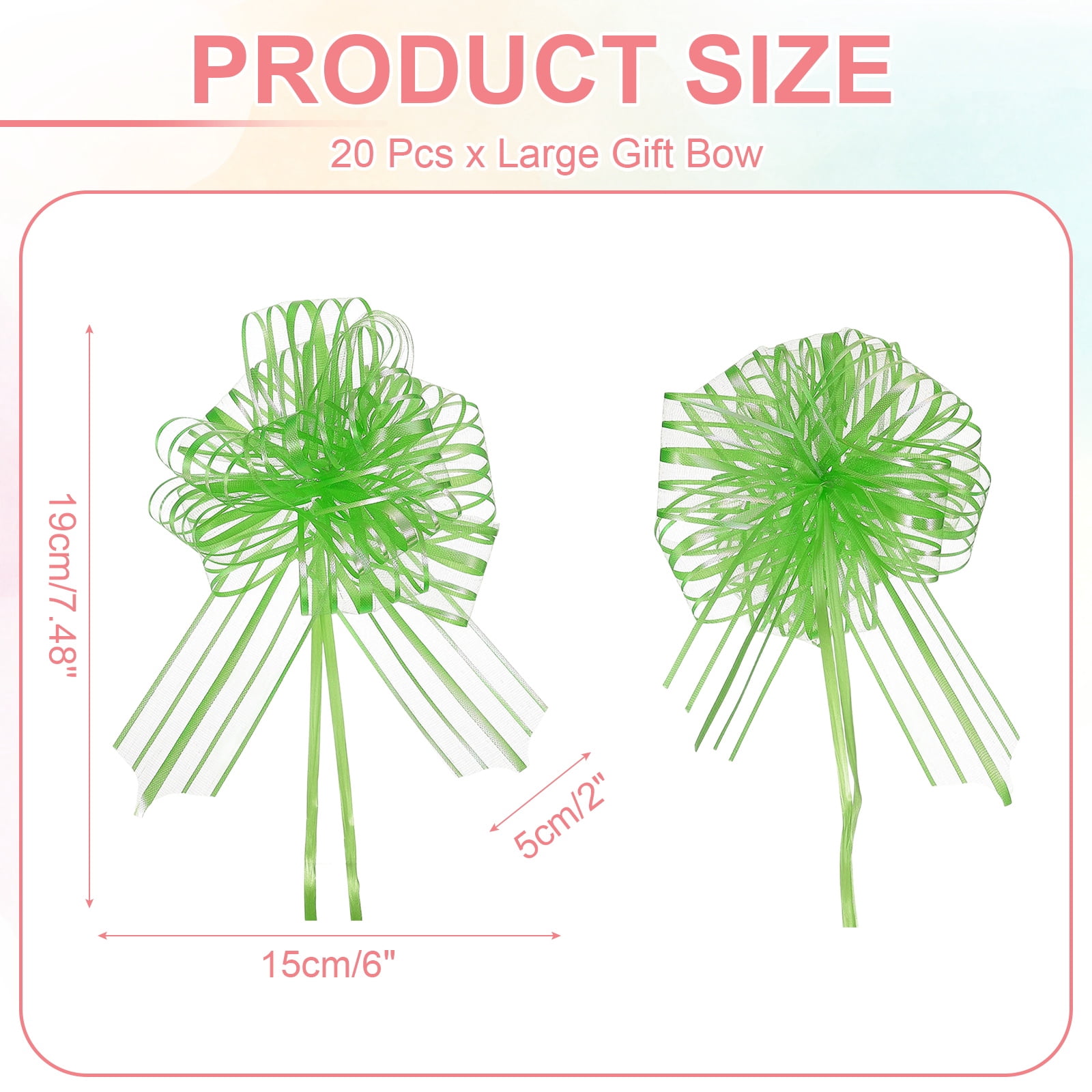 Large Gift Bow 7.5x5.9 Inch, 20 Pcs  Pull Bows for Gift Wrapping Present Wedding Valentine's Day, Green
