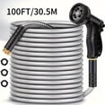 thumbnail image 5 of 75ft & 100ft 304 Stainless Steel Garden Hose - Durable, Flexible, No Kink, Pet Proof with High-Pressure 10-Function Nozzle - Ideal for Yard And Outdoor Watering, 5 of 12