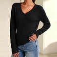thumbnail image 6 of JoveMarine Womens Tops V Neck Pullover - Long Sleeve Cable Knit Sweater Color, Tops for Women Cozy Warm Knit Top,Black L, 6 of 7