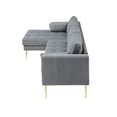 thumbnail image 4 of 104.5 Inch Sectional Sofa with Two Pillows, L-Shape Velvet Upholstered Sofa Couch with Padded Seat and Metal Legs for Living Room Office Furniture Set, Gray, 4 of 6