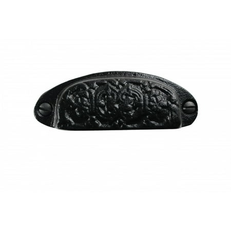 - Cabinet or Drawer Bin Pull Black Iron Cup 3 1/4