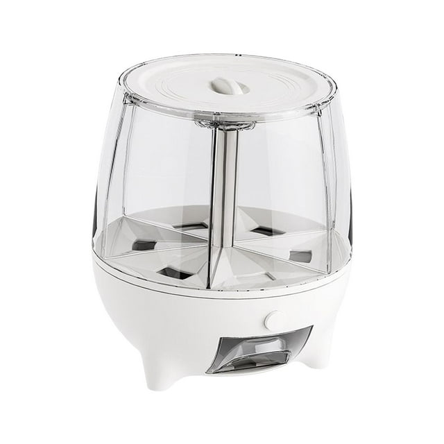 Dispensador de cereales con 6 compartimentos y caja medidora giratoria de 6 rejillas blanco