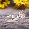 thumbnail image 3 of Bridal Set Tear Droped Morganite Engagement Ring 2.50 Carat 8x5mm Pear Shape Gemstone Wedding Set Anniversary Ring On 10k White Gold Shining Jewelry With Matching Band, 3 of 5