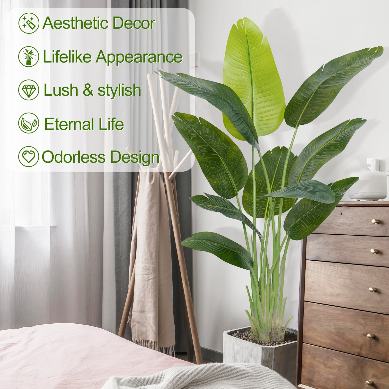 Keeplush 5FT Bird of Paradise Artificial Plant - Tall Fake Silk Tree with 10 Stems, Realistic Large Faux Indoor Floor Plant for Home Office Decor, Big Decorative House Plant (150cm)