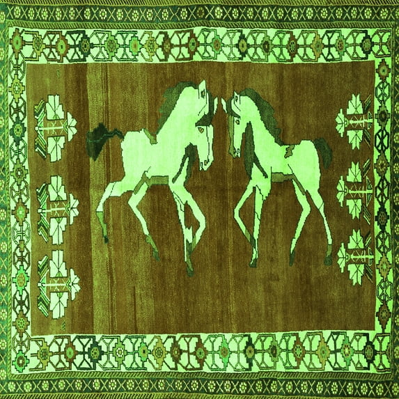 Ahgly Company Indoor Square Persian Green Traditional Area Rugs, 3' Square