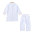 thumbnail image 5 of CUZIBR Toddler Boys Teenage Outfits Long Sleeve Crewneck Solid Color Tradition National Embroidery Shirts Tops Blouse And Trousers Relaxed Robe Suit 2 Piece Clothes Sets Clothing Set,White,3-4 Years, 5 of 6