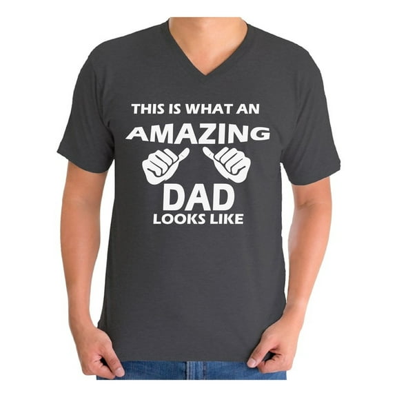 Awkward Styles Men's This is What An Amazing Dad Looks Like Graphic V-neck T-shirt Tops Cool Gift for Dad