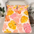 thumbnail image 2 of Homewish Cartoon Orange Palm Twin Sheet Sets, Tropic Plant Botanical Twin Fitted Sheet, Rustic Farmhouse Flat Sheet, Microfiber Bedroom Decor, 3-Piece, 2 of 7