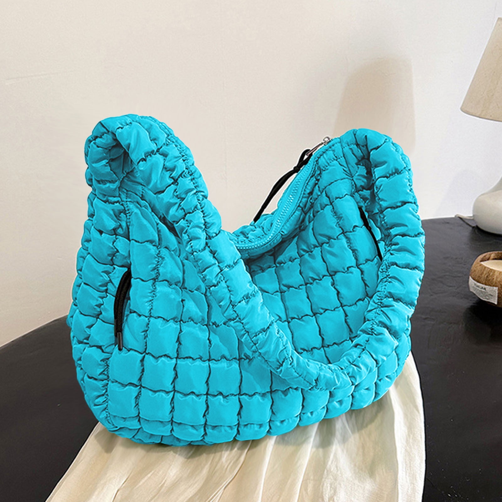 Hvyesh Puffer Tote Bag for Women Quilted Tote Bag Large Crossbody Bag Puffy Bag Lightweight Carryall Bag for Women
