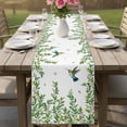 thumbnail image 4 of Spring Botanical Table Runner - 60 Inch Long Watercolor Leaves Flowers Birds Country Cotton and Linen Blended Dress Scarves Farmhouse Table Runner for Kitchen Dining, Coffee Table, 13" x 60", 4 of 8
