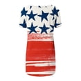 thumbnail image 5 of Fiudx Ofertas Flash Del Día Solo En Línea Moda Mujer Causal Día de La Independencia Cuello Redondo Impresión Blusa Manga Corta Camiseta Verano Tops, 5 of 5