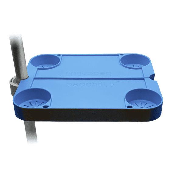 Tray Table System - Beach Umbrella Tray Table with 4 Cup Holders - Beach Trip Must Haves Table for Vacation - Easy Clip on & Clip Off Outdoor Tray Table, Pool Umbrella Table and Beach Table