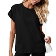 thumbnail image 5 of GZWYHT Women's Summer Tops Casual Short Sleeve Sweatshirt Lightweight Trendy Top with Kangaroo Pockets Black 2XL, 5 of 7
