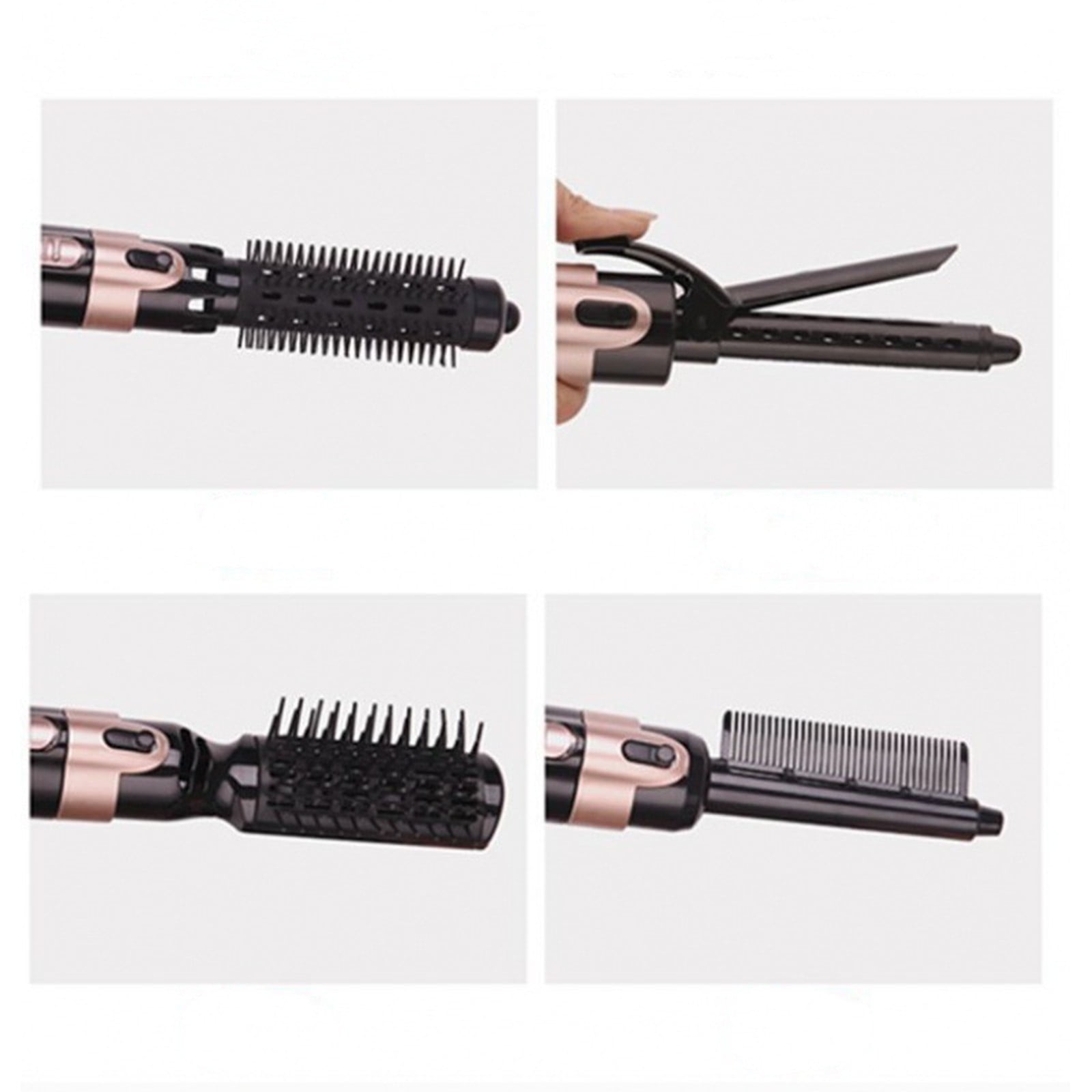 SPOORYYO Hair Dryer with Brush - Auto-Rotate Detangle Hot Brush with 4 Heads for Drying, Straightening, and Volumizing