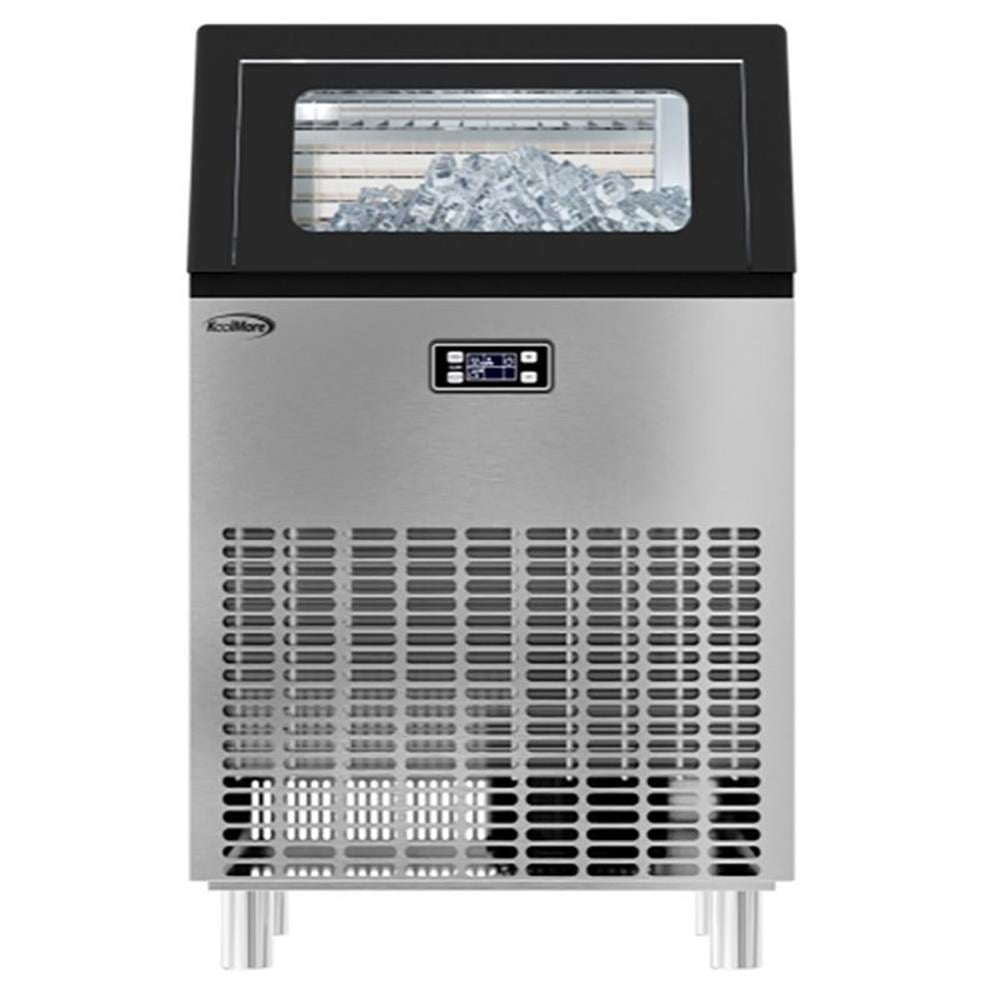 Pemberly Row Modern Undercounter Metal Ice Maker Machine in Black