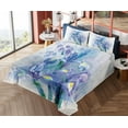thumbnail image 4 of Watercolor Flower Sheet Set, Floral Background Irises in Fresh Colors Nature Earth, Fitted and Flat Sheet with Pillowcases Bedding Accent 4 Piece Set, Calking, Lilac Teal Ecru, by Ambesonne, 4 of 5