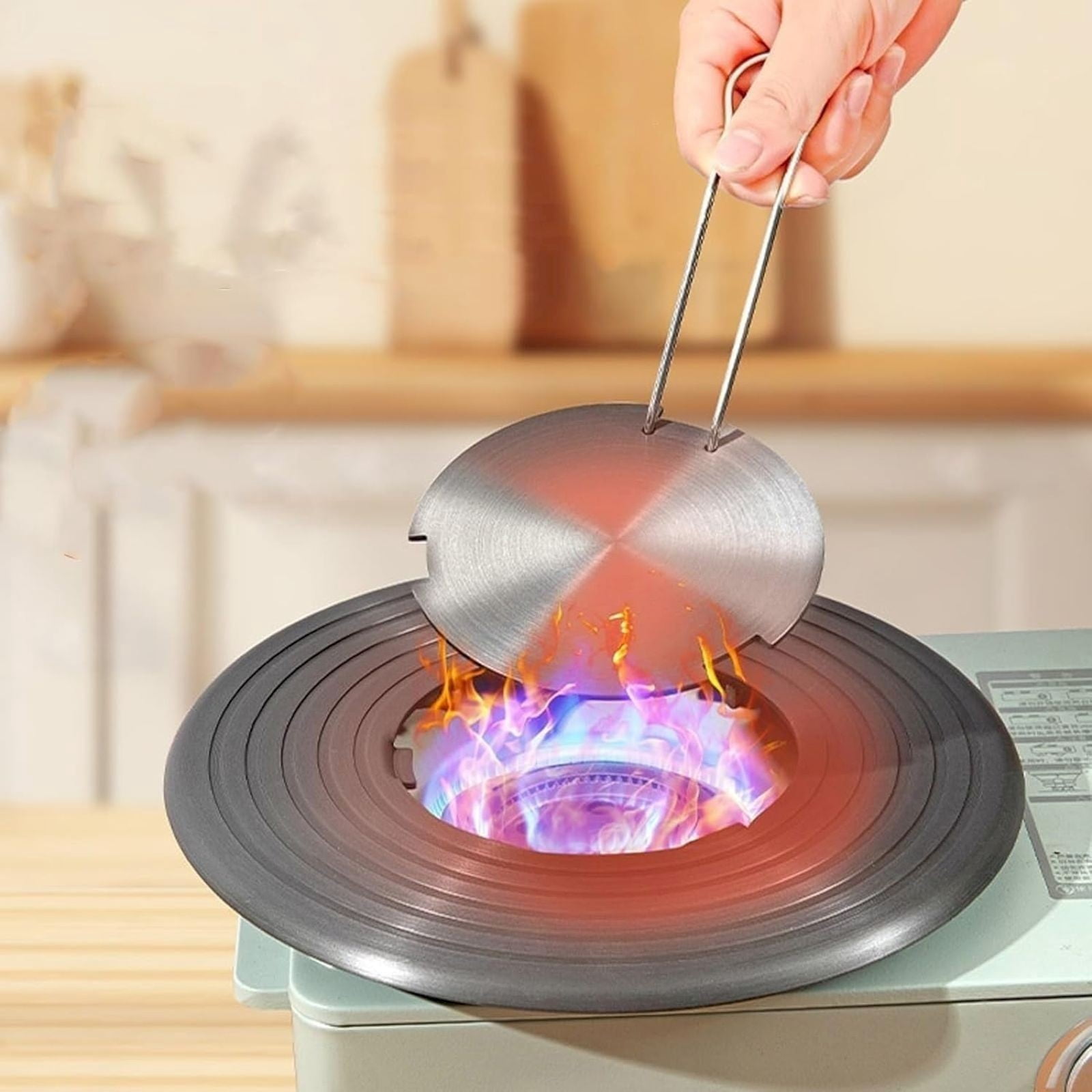 XKHHLH Alloy Heat Conducting Plate, Removable Gas Stove Cooker Heat Conducting Plate Cooktop Diffuser Tray with Removable Handle