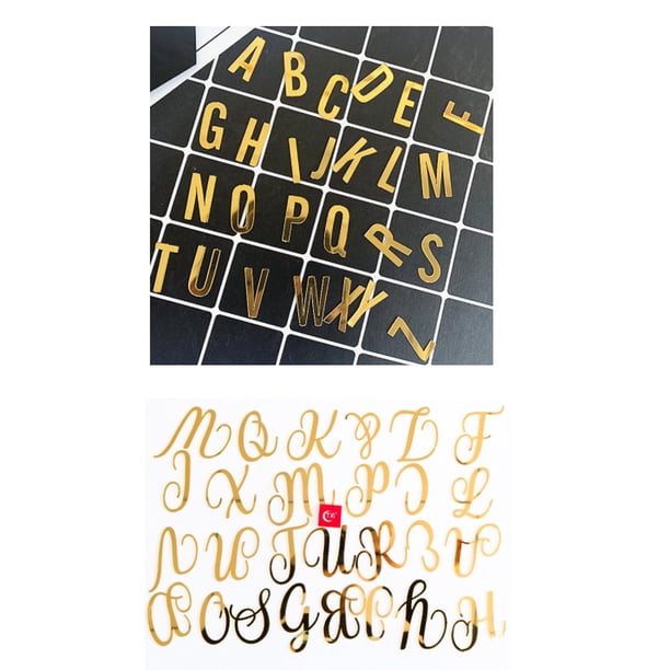 Paquete de 52 letras decorativas para tartas, 2 juegos de letras decorativas para tartas, acrílico dorado, letras mayúsculas de la A a la Z y letras minúsculas, letras mayúsculas para