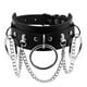thumbnail image 2 of Leather Choker Metal Ring Chain Necklace, Adjustable Punk Collar Chain, Sexy Soft Pu Leather Choker Necklace - Black, 2 of 4