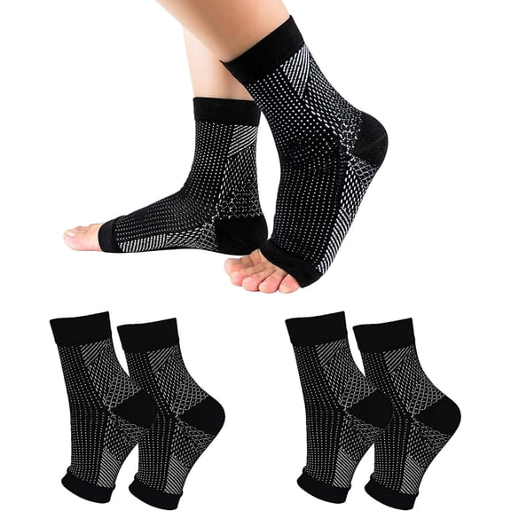 2 Pairs Neuropathy Socks for Women and Men, Soothe Socks for Neuropathy Pain, Toeless Compression Ankle Socks, Ankle Brace Plantar Fasciitis Relief