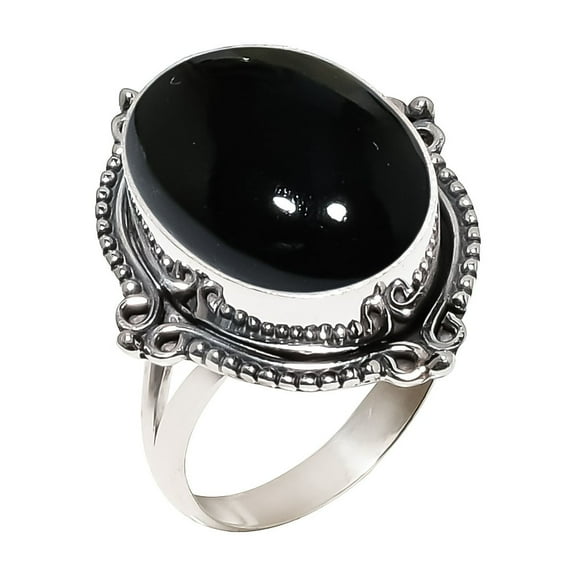 Black Onyx - Brazil 925 Sterling Silver Ring V4566, Statement Ring, Black Ring, Oval Ring, Gift For Her, Black Onyx Ring