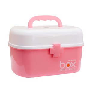Boîte de rangement Pill Organisateur Trousse de premiers soins avec bac amovible & Manipulation de la trousse d'urgence familiale Organisateur de stockage - Taille L (puce)