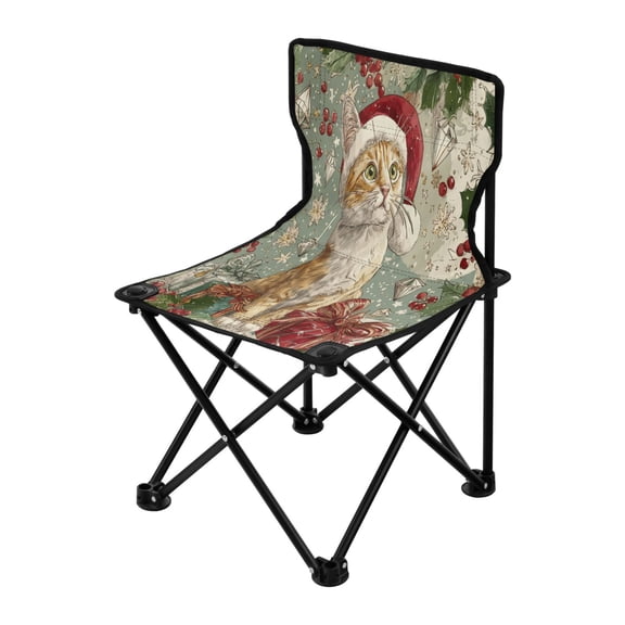 Outdoor Folding Chair 14.46x14.46x22.83 Inches, Camping Folding Chair Easy to Carry Ideal for Outdoor Picnics Camping Park Fishing Magical Christmas Orange Cat