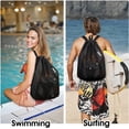 thumbnail image 4 of Drawstring Mesh Swim Bag, Beach Backpack with Wet Pocket and Full-Zip Opening for Women and Men, Pool Bag for Swimming, Gym, Cruise,Waterpark Essentials(Black), 4 of 10