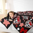 thumbnail image 3 of Feelyou Red Bow Skull Full Size Comforter Sets, Leopard Zebra Print Star Bedding Comforter Set, Black Reversible, 3 Pieces, 1 Comforter and 2 Pillowcases, 3 of 7