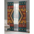 thumbnail image 4 of Aztec Tribe Sheer Curtains 96 Inches Long 2 Panels Rhombus Geometric Pattern Striped Background Light Filtering Semi Sheer Window Curtains Drapes for Bedroom Living Room 52"x96", 4 of 7