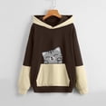 thumbnail image 1 of ICHUANYI Clearance Women's And Winter Pullover Bottoming Hooded Cute Pet Print Large Size Loose Colorblock Sweater(Coffee, XXL) ICHUANYI WER2023081507574, 1 of 5