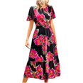thumbnail image 1 of QIPOPIQ Robes pour Femmes Robe Fluide à Volants Manches Courtes Imprimé Tendance Décontractée Robes d'Été Robe Col Rond Robe Moulante Offres 2023, 1 of 5