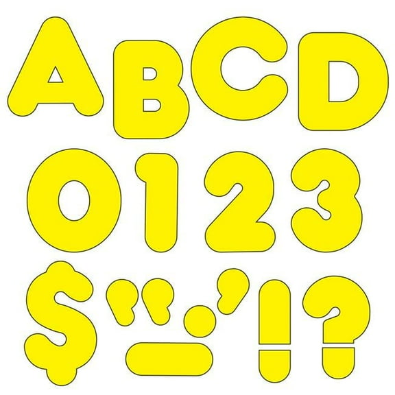 TREND Yellow 4" Casual Uppercase Ready Letters, 6 Packs