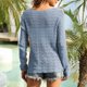 thumbnail image 4 of Xuyuer Womens Knit Sweater 2025 Crewneck Cute Elegant Soft Long Sleeve Hollow Cable Knit Pullover Tops, 4 of 6