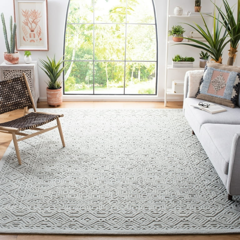 SAFAVIEH Textural Dinah Geometric Area Rug, Silver, 10' x 14