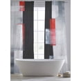 thumbnail image 5 of Red Black Modern Sheer Curtains 96 Inch Length 2 Panels Set, Abstract Oil Painting Geometric Artwork Voile Window Treatment Semi Sheer Long Curtains Drapes for Bedroom/Living Room/Kitchen 52"x96"x2, 5 of 7