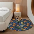 thumbnail image 2 of Orange Blue Spring Floral Round Area Rug 6Ft Washable Circle Rugs for Bathroom Office, Vintage Botanical Summer Flower Non-Slip Carpet Floor Mats Indoor Outdoor Carpet Runner Aesthetic Home Decor, 2 of 8