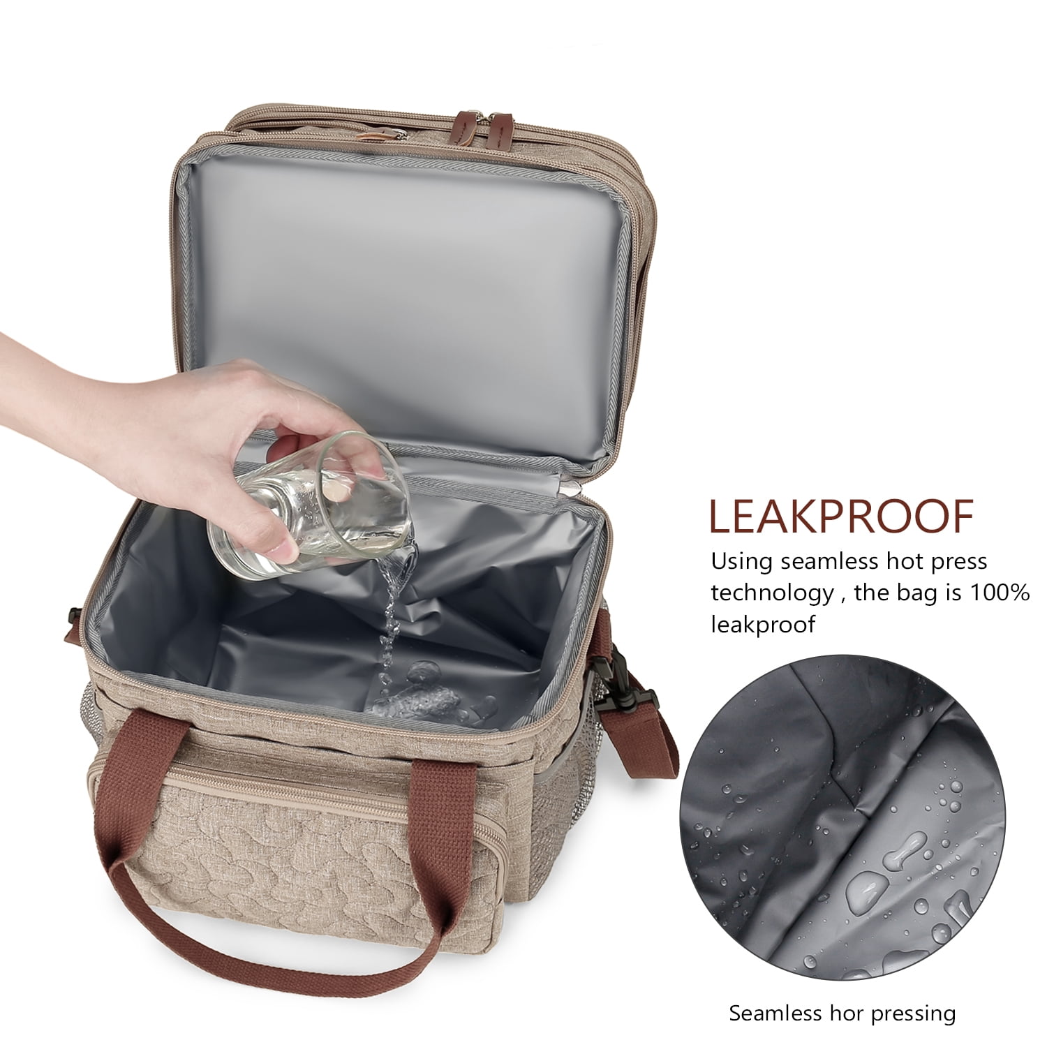 Lunch Bag for Women Men Double Deck Expandable Lunch Box,Large Lunch Bags,Leakproof Lunch Box Cooler Bag