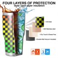 thumbnail image 7 of 30oz Rainbow Color Checkered Pattern Tumblers Stainless Steel Tumbler with Lid and Straw,Vacuum Insulated Double Wall Travel Tumbler Cups Mug with Cleaning Brush for Coffee,Tea, 7 of 7