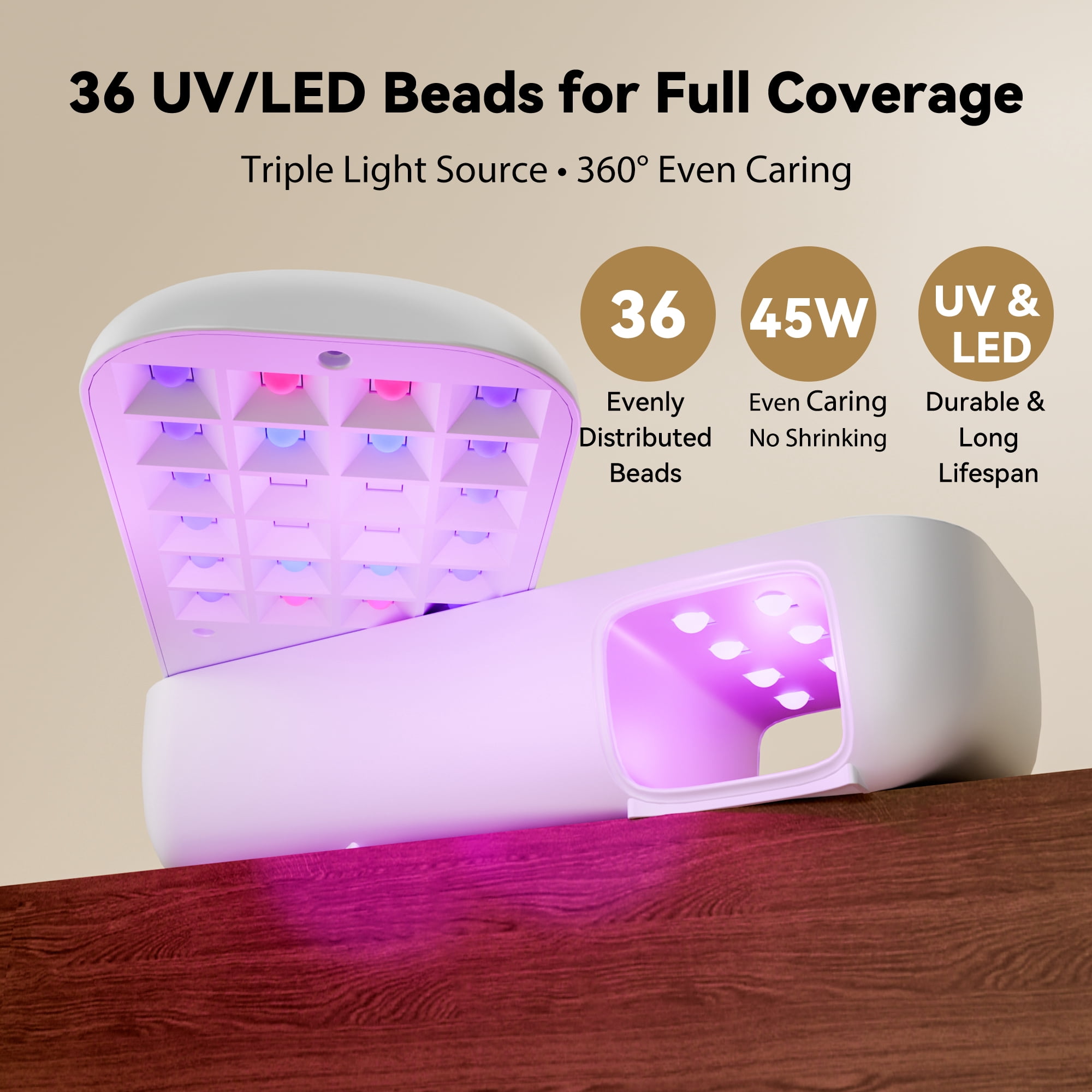 Cordless LED Nail Care Light with 4 Timer & 4 Light Modes, Rechargeable Touch Screen Nail Light Therapy Device with 240° Adjustable Panel for Home Manicure & Nail Care