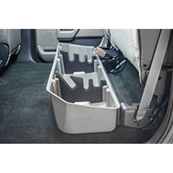 Fits 2015-2023 Ford F-150 Du-Ha Under Seat Storage Unit 20110 Under Rear Seat; 2 Compartments; With Removable Gun Rack Inserts; Black; Heavy Duty Polyethylene