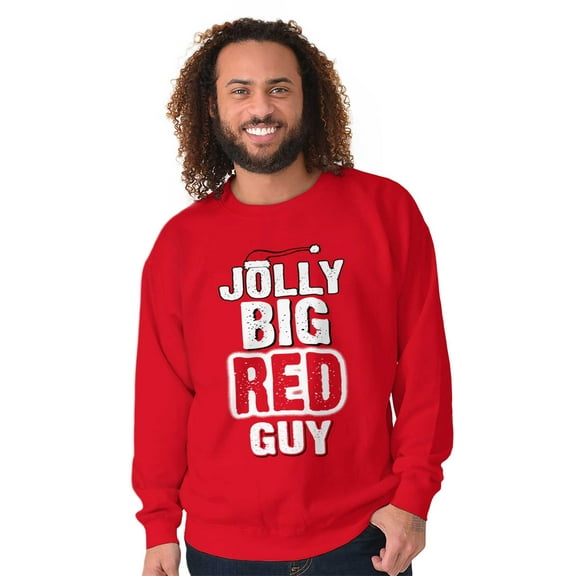Christmas Jolly Big Red Guy Santa Men's Crewneck Sweatshirt Brisco Brands S