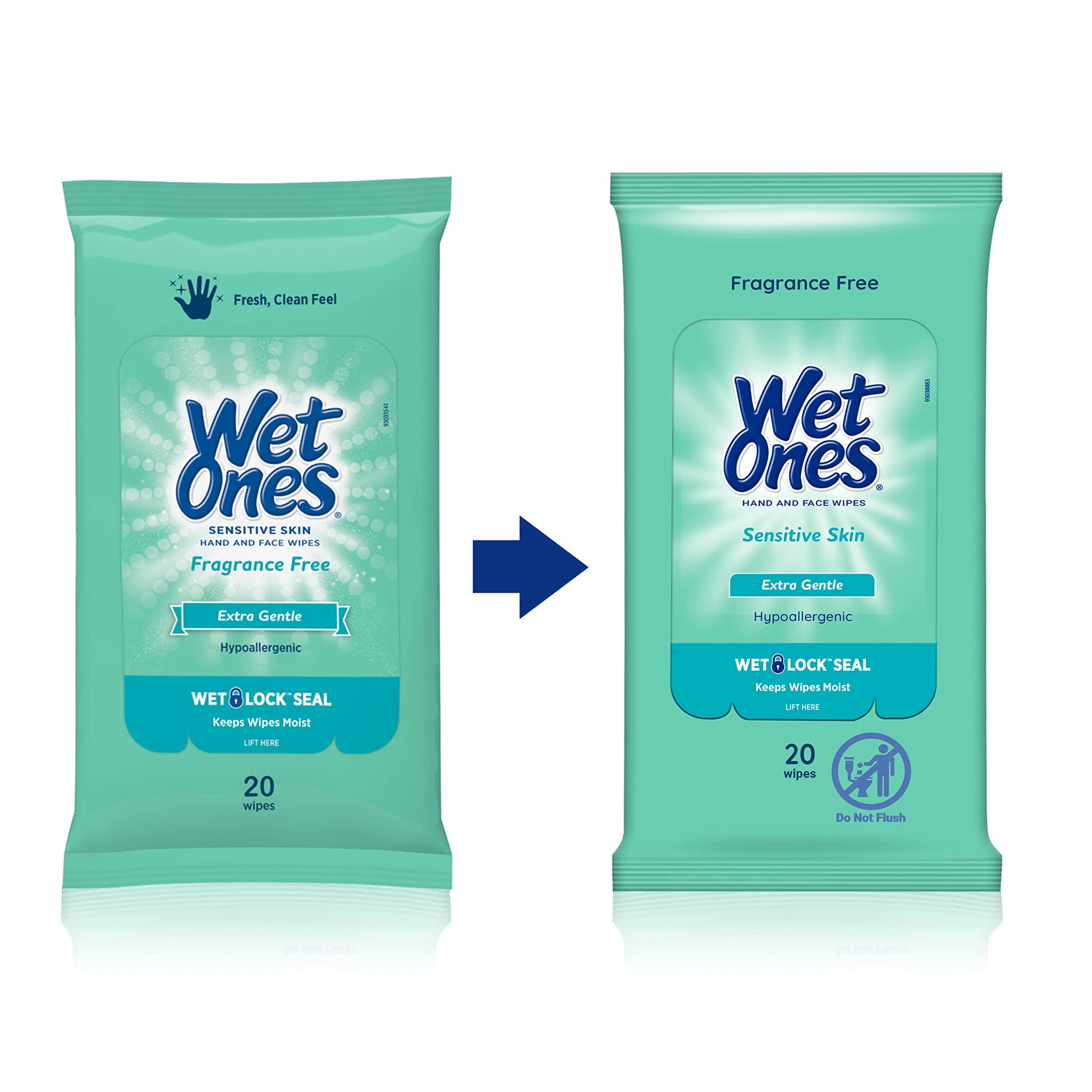 (10 Pk) Wet Ones Sensitive Skin Hand Wipes Travel Pack, 20 Ct
