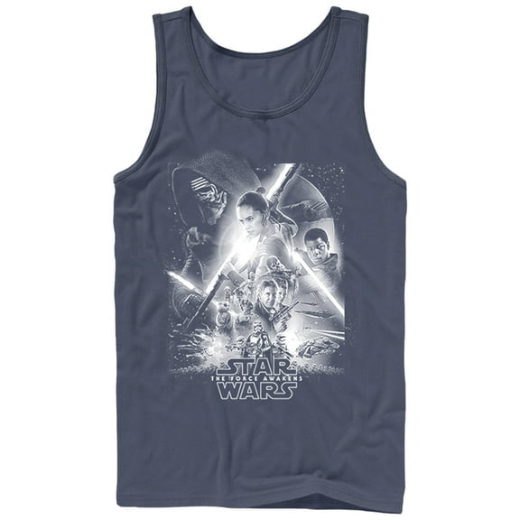 Men's Star Wars The Force Awakens Poster  Tank Top Navy Blue Small