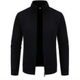 thumbnail image 3 of TFEOQRY Men's Jacket Coat Solid Color Casual Zipper Outwear Long Sleeved Stand Up Collar Overcoat Black, 3 of 6