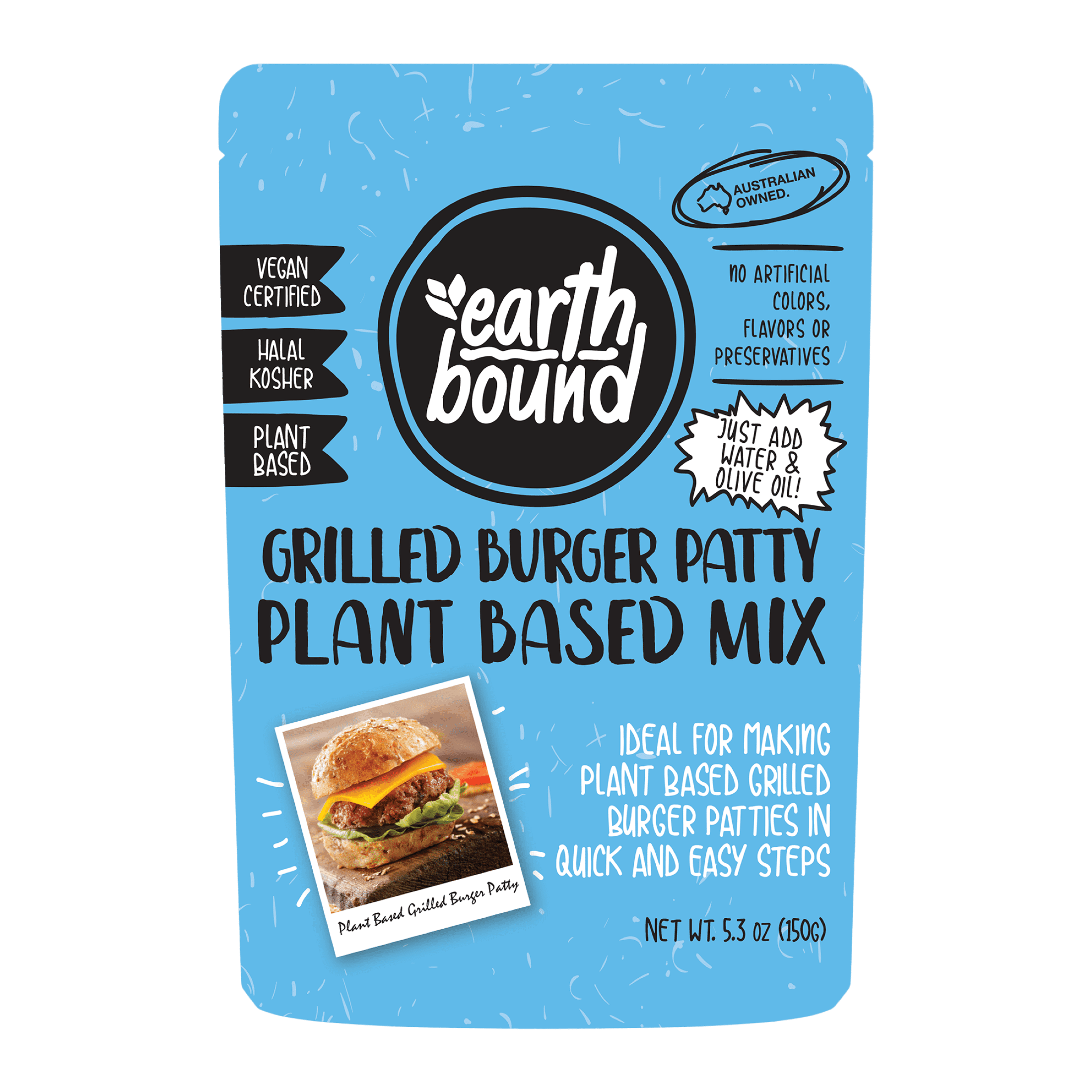 (3 pack) Earth Bound Grilled Burger Plant Based Mix, 5.3 oz