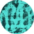 thumbnail image 1 of Ahgly Company Machine Washable Indoor Round Abstract Turquoise Blue Modern Area Rugs, 6' Round, 1 of 4