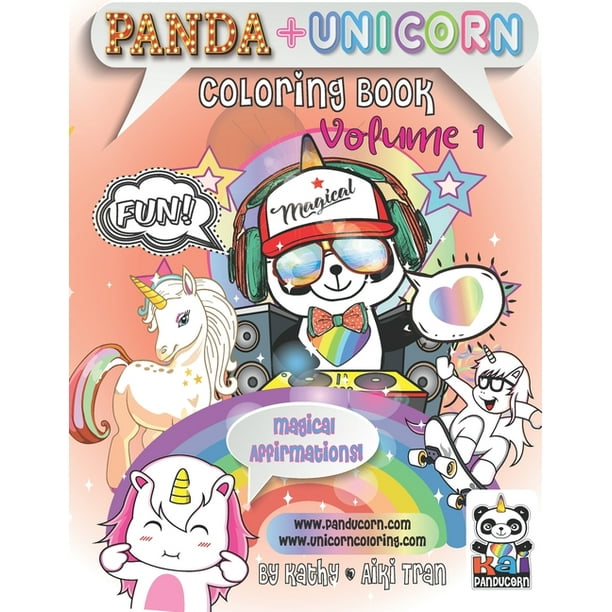 panda  unicorn coloring book  volume 1 paperback