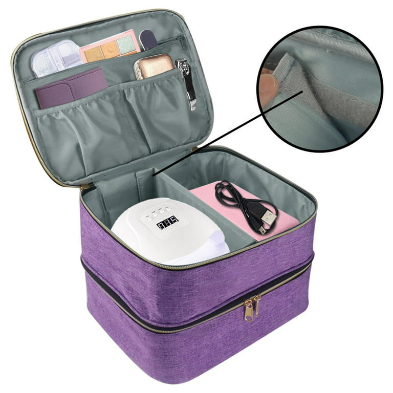 Nail Carrying Case, with Handles Cosmetic Organizer Bag Nail Supplies Storage for Holds 30 Bottles (15ml/0.5 FL), Nail Dryer, Size: 25cmx20cmx19cm