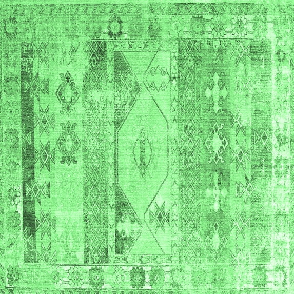 Ahgly Company Indoor Square Persian Emerald Green Traditional Area Rugs, 8' Square